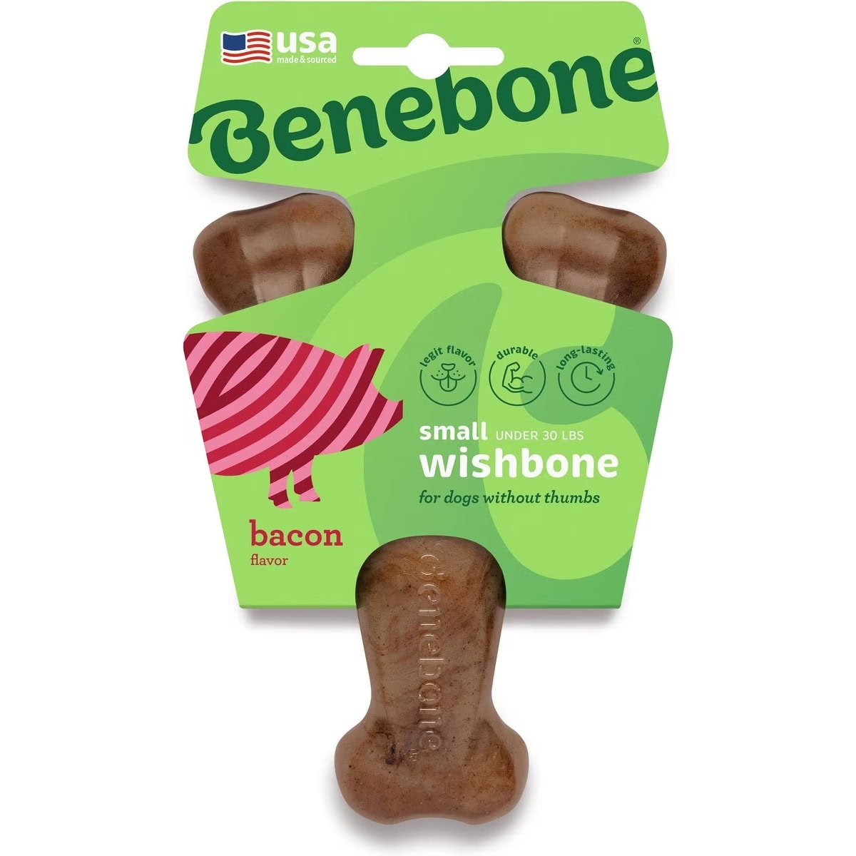 Benebone Bacon Flavor Wishbone Tough Dog Chew Toy 