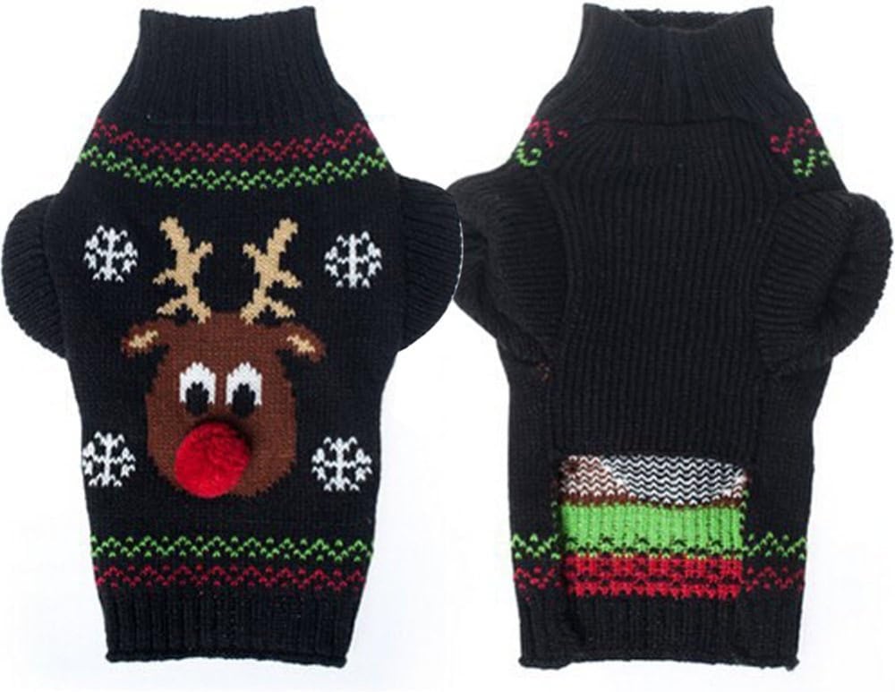 Dog Sweater for Christmas Cartoon Reindeer Pet Cat Winter Knitwear Warm Clothes