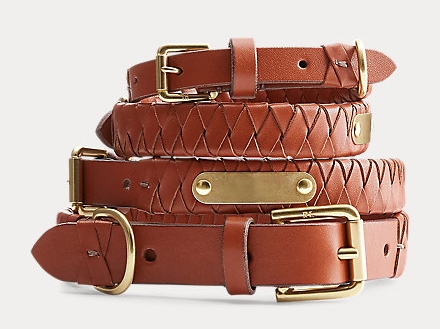 Ralph Lauren Sable Woven Leather Dog Collar