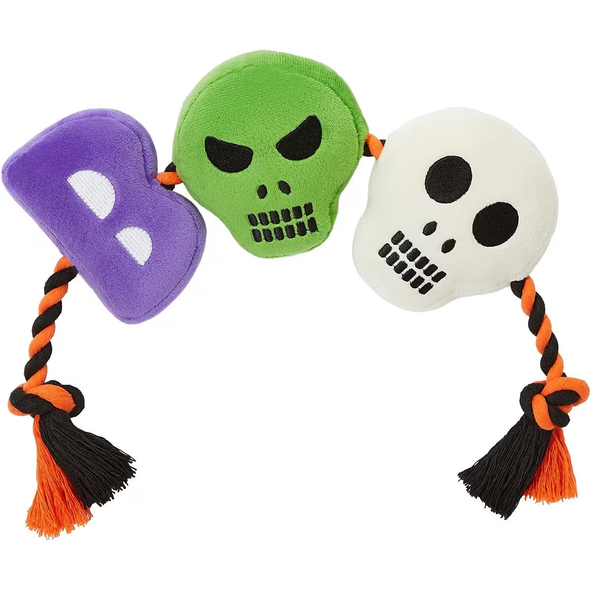 Frisco Halloween Boo! Plush with Rope Squeaky Dog Toy New