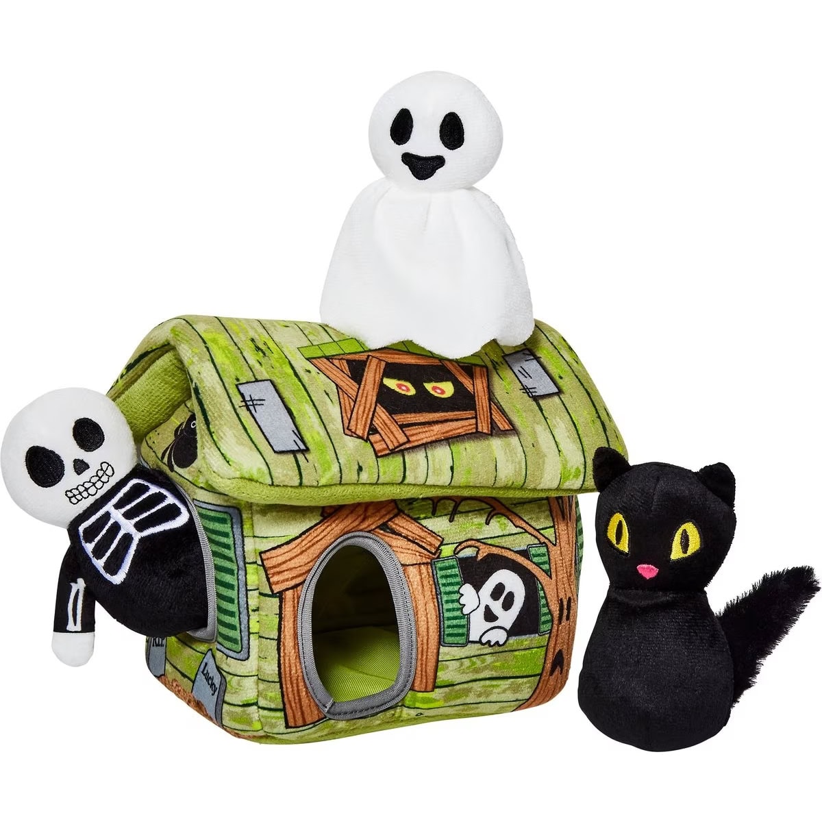 Frisco Halloween Haunted Shack Hide & Seek Puzzle Plush Squeaky Dog Toy New