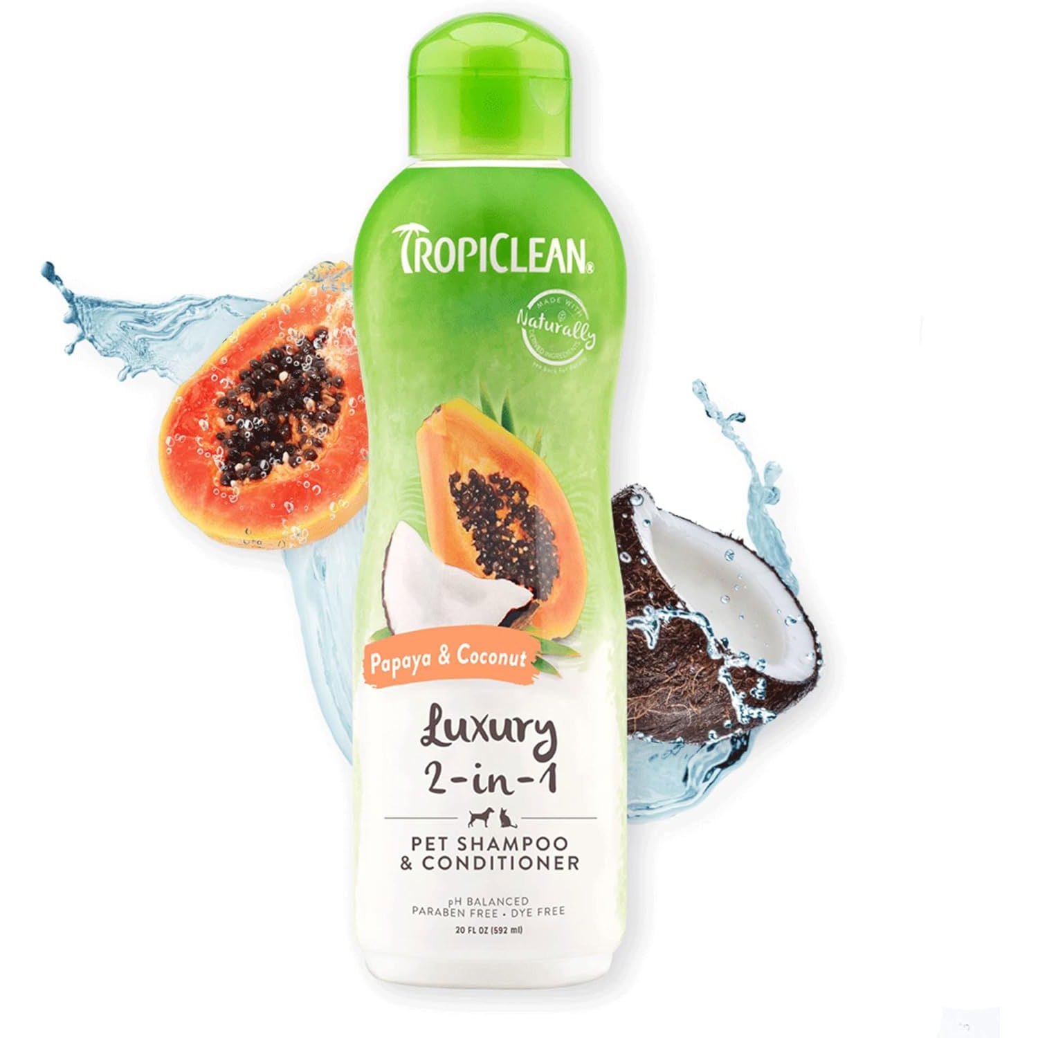 TropiClean 2-in-1 Papaya & Coconut Dog Shampoo and Conditioner New