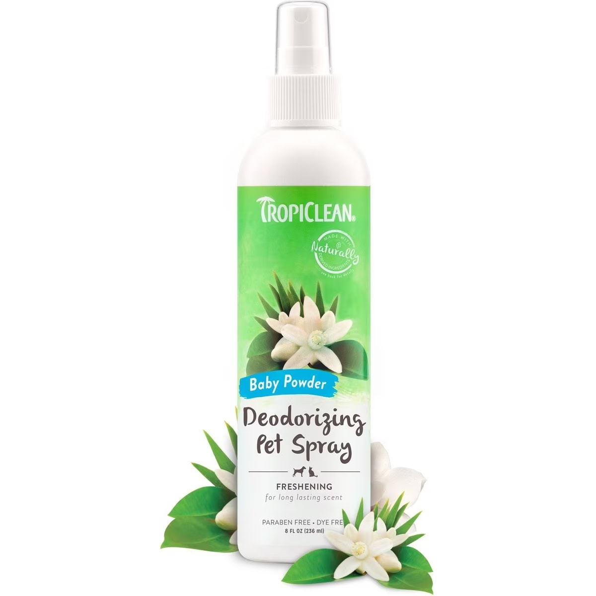 TropiClean Baby Powder Deodorizing Odor Eliminator Dog & Cat Spray